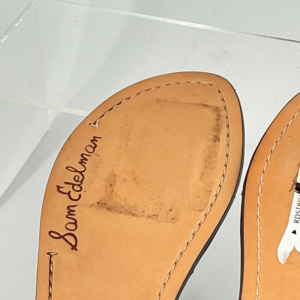 Sam Edelman Size 5.5 Black Leather T-Strap Thong Flat Sandals NEW Gigi $50 - Picture 9 of 12